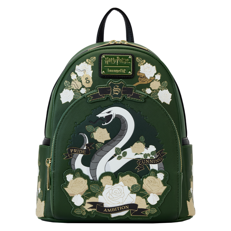 Harry Potter Slytherin House Floral Tattoo Mini Backpack
