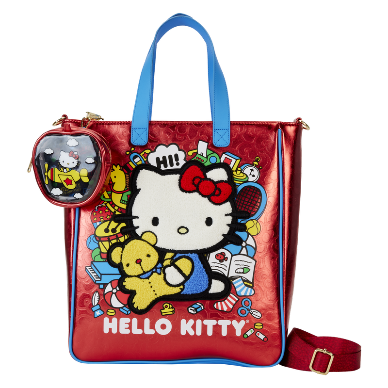 Sanrio Hello Kitty 50th Anniversary Metallic Tote Crossbody Bag with Coin Bag